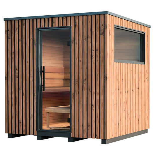 Auroom Garda 6-Person Outdoor Traditional Sauna Cabin Kit w/ Thermo-Pine Wood