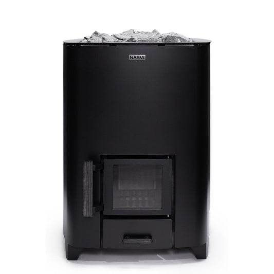 Narvi NC 20 Black 16kW Wood-Burning Sauna Heater - Durable Steel, Adjustable Feet, CE-Certified