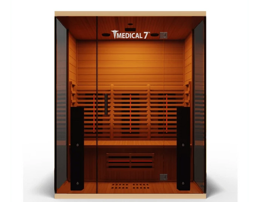 Medical Breakthrough 7 Ultra 3 Person Full Spectrum Sauna with 10 Heaters, Hemlock Wood, Sound System