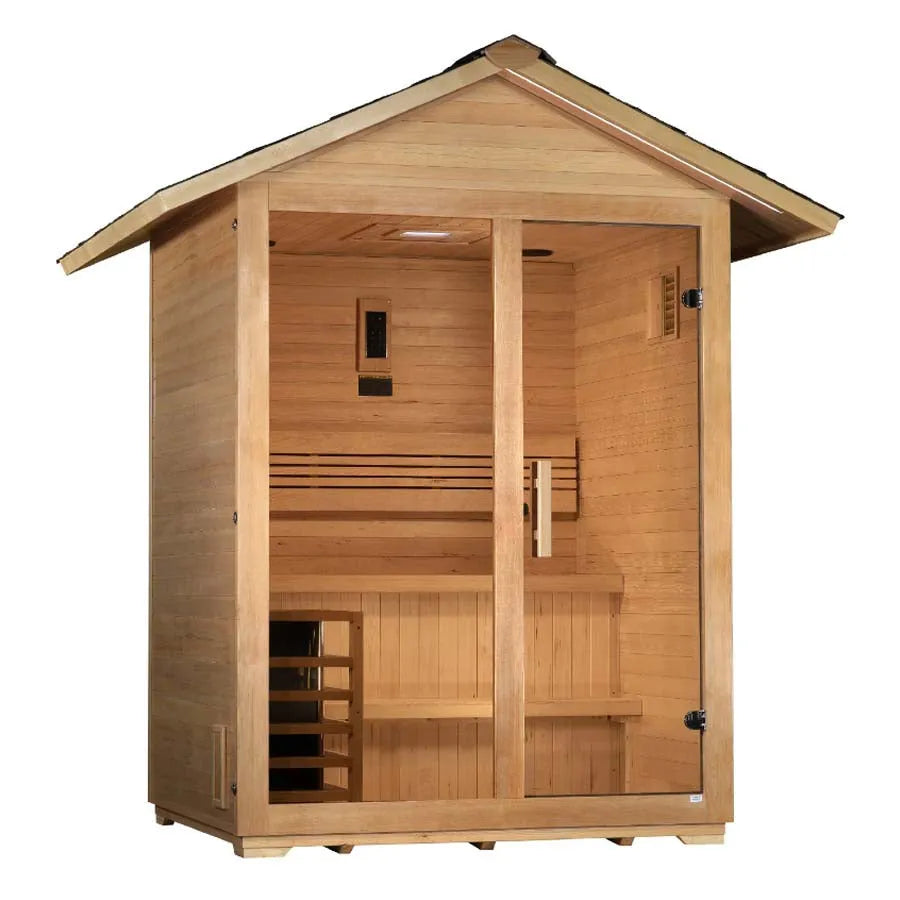 Golden Designs "Arlberg" 3 Person Traditional Outdoor Sauna - Canadian Hemlock