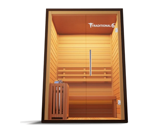 Medical Breakthrough Traditional 6 v2: Traditional 3 Person Sauna - Detox Routine, Rapid Heating, Bluetooth, Hemlock Wood