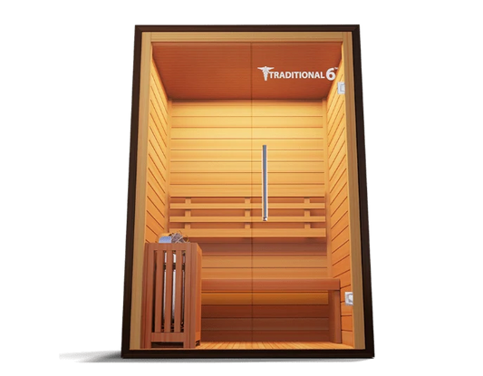 Medical Breakthrough Traditional 6 v2: Traditional 3 Person Sauna - Detox Routine, Rapid Heating, Bluetooth, Hemlock Wood