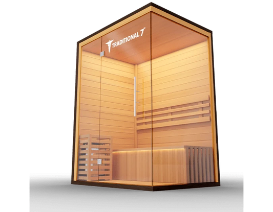 Medical Breakthrough Traditional 7 v2a: Traditional 3 Person Sauna Hemlock Wood, Bluetooth Audio, Rapid Heating