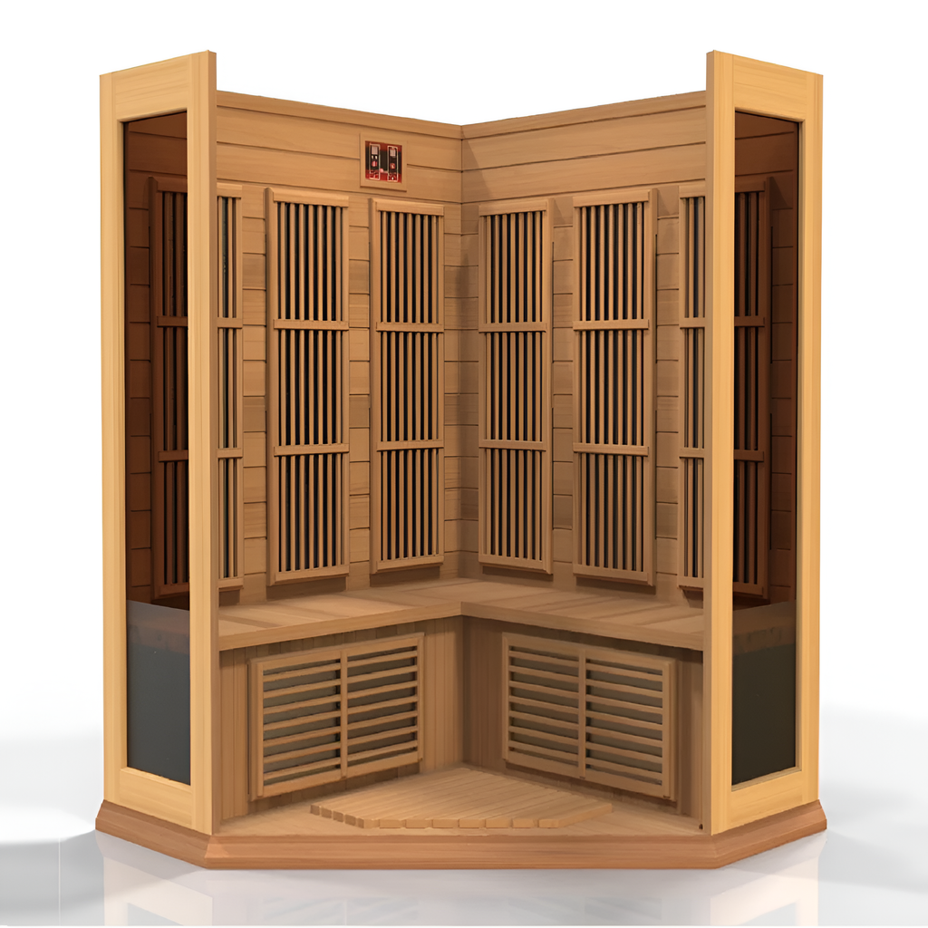 3-Person Corner Low EMF FAR Infrared Sauna in Canadian Red Cedar image 3