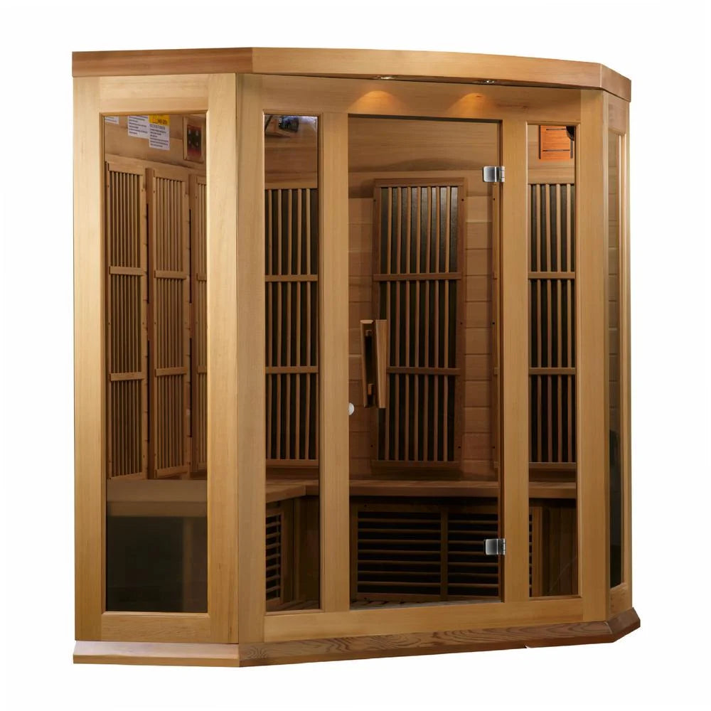 3-Person Corner Low EMF FAR Infrared Sauna in Canadian Red Cedar