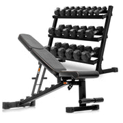 XMark 5-50 lb Hex Dumbbell Set with Rack and Weight Bench image 2