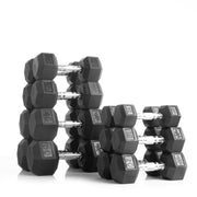 XMark 10 to 50 lbs. Rubber Hex Dumbbell Pairs Includes 2-Tier Storage Rack image 5