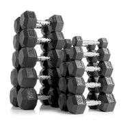 XMark 10-Pairs, 5 to 50 lbs. Hex Dumbbells Includes 3-Tier Storage Rack image 5
