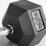 XMark 10 to 50 lbs. Rubber Hex Dumbbell Pairs Includes 2-Tier Storage Rack image 6