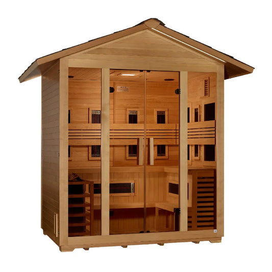 Golden Designs "Gargellen" 5 Person Hybrid Outdoor Sauna - Canadian Hemlock