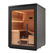 Auroom Aura 2-Person Outdoor Traditional Sauna Kit w/ Black Thermo-Spruce Wood