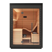 Auroom Aura 2-Person Outdoor Traditional Sauna Kit w/ Black Thermo-Spruce Wood image 3