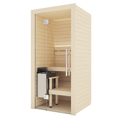 Auroom Cala Glass Mini 1-Person Traditional Sauna Kit w/ Aspen Wood