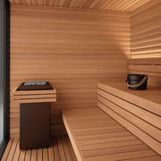 Auroom Mira L 5-Person Outdoor Traditional Sauna Cabin Kit w/ Black Thermo-Spruce Wood image 3