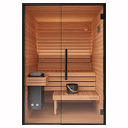 Auroom Mira S 2-Person Outdoor Traditional Sauna Cabin Kit w/ Black Thermo-Spruce Wood image 2