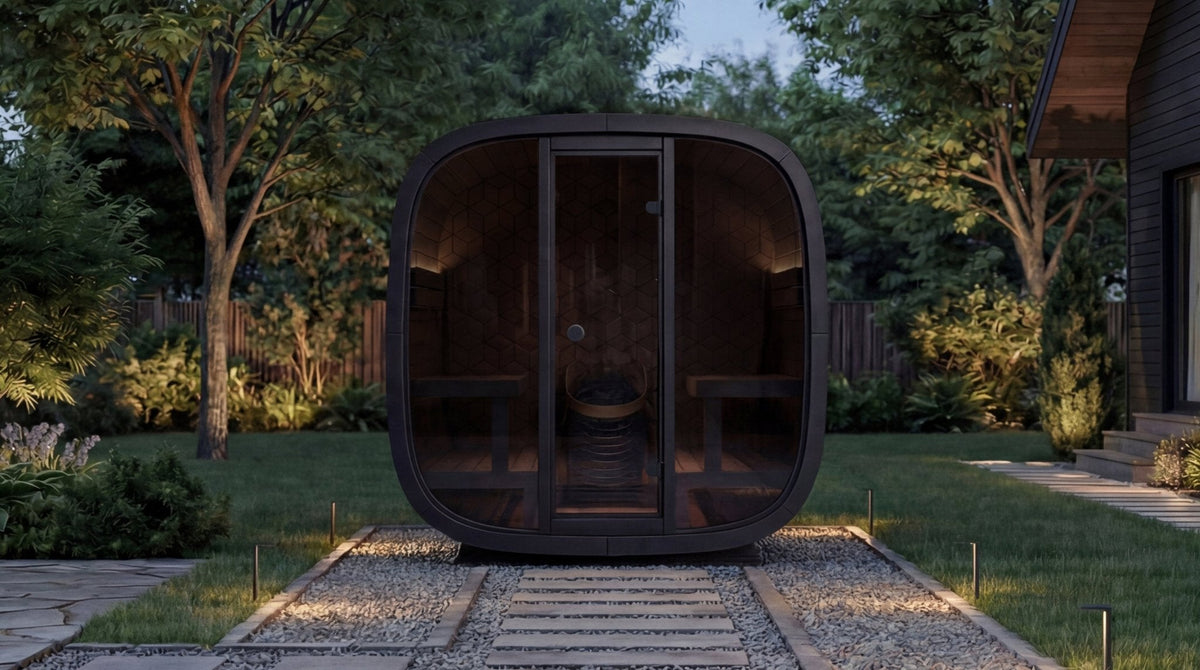Leil Saunas Black Cube Premium - 4 Person Outdoor Traditional Sauna Kit