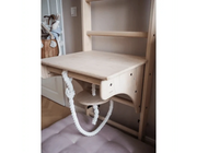 BenchK 112 + A204 - Wall Bars Swedish Ladder Solid Beech Wood Gymnastic Ladder with Adjustable Desk & Rings image 9