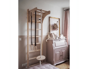 BenchK 112 + A204 - Wall Bars Swedish Ladder Solid Beech Wood Gymnastic Ladder with Adjustable Desk & Rings image 12