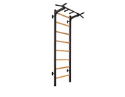 BenchK 221B Wall Bars Swedish Ladder - Beech Wood & Steel Gymnastic Ladder with 6-Grip Pull-Up Bar, 150 kg Capacity