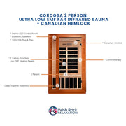 Cordoba 2 Person Ultra Low EMF FAR Infrared Sauna - Canadian Hemlock image 5