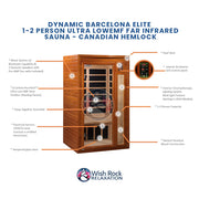 Dynamic Barcelona Elite 1-2 Person Ultra Low EMF FAR Infrared Sauna - Canadian Hemlock image 5