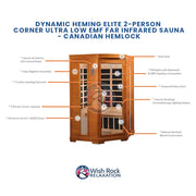 Dynamic Heming Elite 2-person Corner Ultra Low EMF FAR Infrared Sauna - Canadian Hemlock image 4