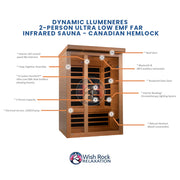 Dynamic Llumeneres 2-Person Ultra Low EMF FAR Infrared Sauna - Canadian Hemlock image 5