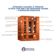 Dynamic Lugano Elite 3-Person Ultra Low EMF FAR Infrared Sauna - Canadian Hemlock image 5