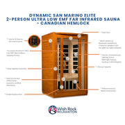 Dynamic San Marino Elite 2-Person Ultra Low EMF FAR Infrared Sauna - Canadian Hemlock image 5