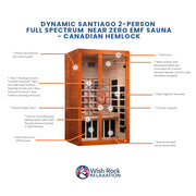 Dynamic Santiago 2-Person Full Spectrum Near Zero EMF Sauna - Canadian Hemlock image 5