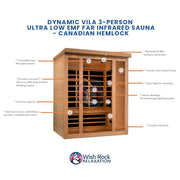 Dynamic Vila 3-Person Ultra Low EMF FAR Infrared Sauna - Canadian Hemlock image 5