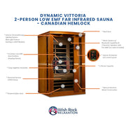 Dynamic Vittoria 2-Person Low EMF FAR Infrared Sauna - Canadian Hemlock image 5