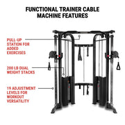 XMark Functional Trainer Cable Machine with Dual 200 lb Weight Stacks image 3