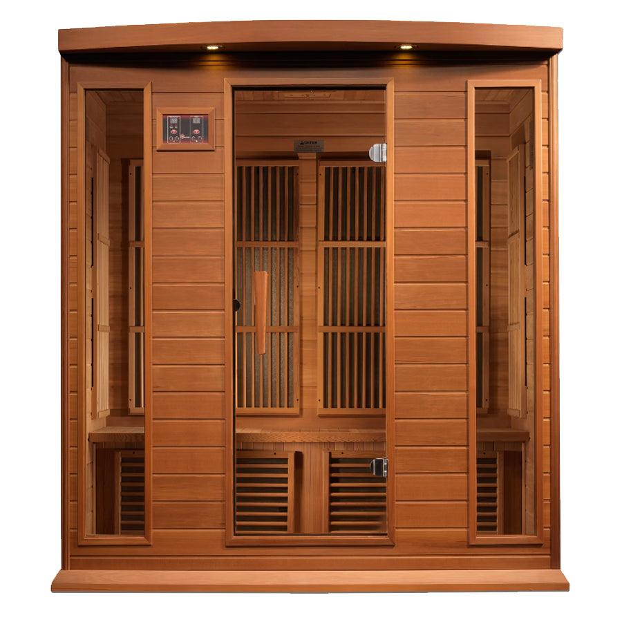Maxxus "Chaumont Edition" 4-Person Corner Near Zero EMF FAR Infrared Sauna - Canadian Red Cedar