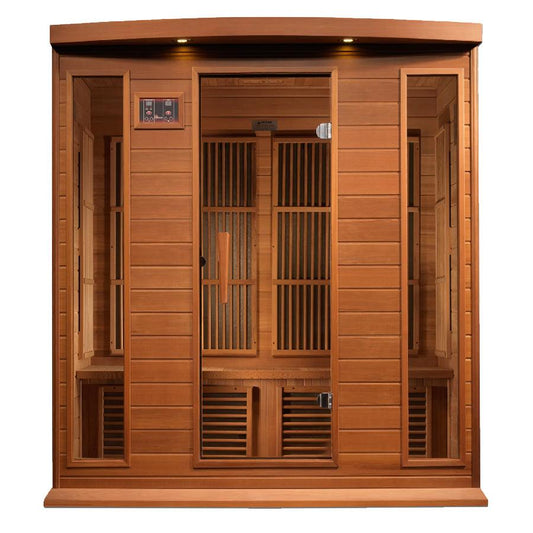 Maxxus "Chaumont Edition" 4-Person Corner Near Zero EMF FAR Infrared Sauna - Canadian Red Cedar