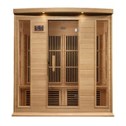 Maxxus 4 Person Corner Near Zero EMF FAR Infrared Sauna - Canadian Hemlock