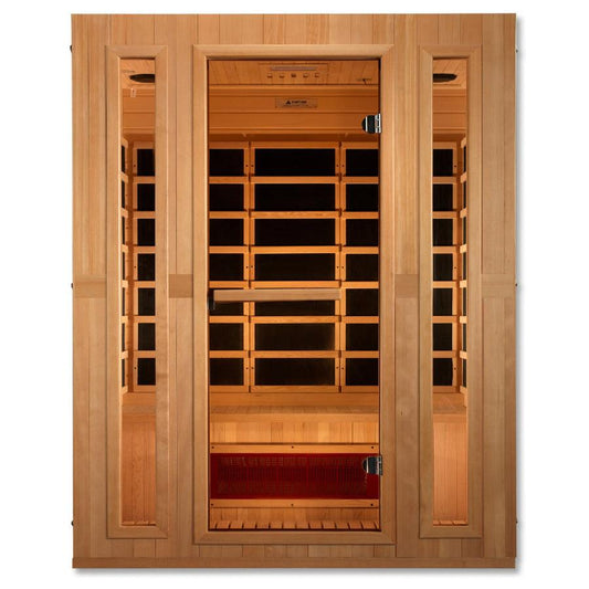 Maxxus "Trinity" Dual Tech 3-Person Corner Low EMF FAR Infrared Sauna - Canadian Hemlock