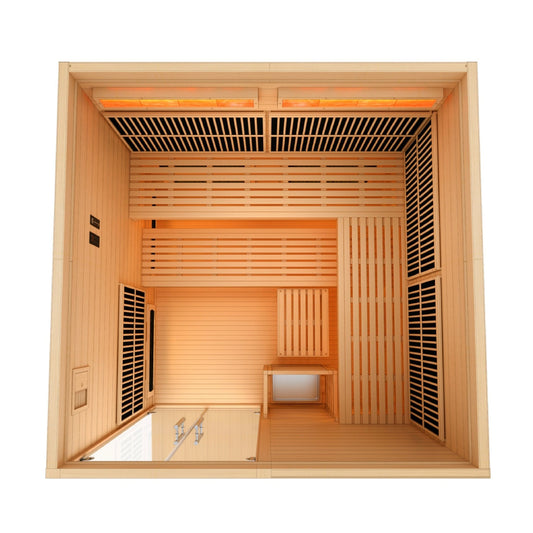 Golden Designs Toledo 6 Person Hybrid Sauna (Indoor) Full Spectrum and Harvia Traditional Stove (GDI-8360-01)