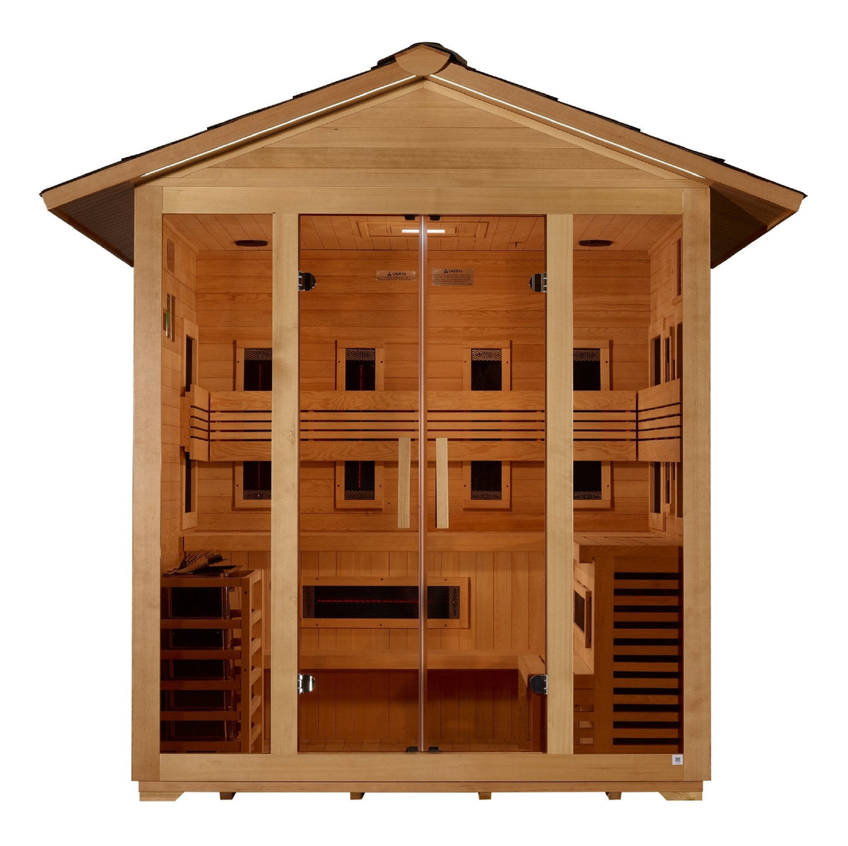 Golden Designs Gargellen 5 Person Hybrid (PureTech Full Spectrum IR or Traditional Stove) Outdoor Sauna (GDI-8125-01)