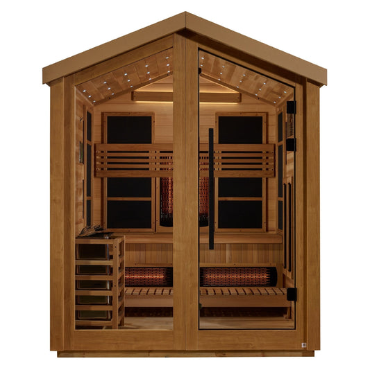 Golden Designs Loviisa 3 Person Barn Hybrid (PureTech™ Full Spectrum Infrared or Traditional Stove) Outdoor Sauna…