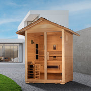 Golden Designs Carinthia 3 Person Hybrid (PureTech Full Spectrum IR or Traditional Stove) Outdoor Sauna (GDI-8123-01)