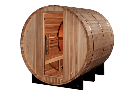 Golden Designs Zurich 4 Person Barrel with Bronze Privacy View Traditional Sauna (GDI-B024-01)