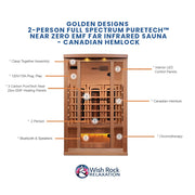 Golden Designs 2-Person Full Spectrum PureTech™ Near Zero EMF FAR Infrared Sauna - Canadian Hemlock image 5