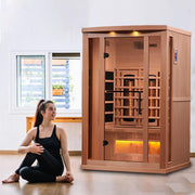 Golden Designs 2-Person Full Spectrum PureTech™ Near Zero EMF FAR Infrared Sauna - Canadian Hemlock image 2
