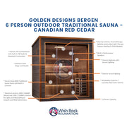 Golden Designs Bergen 6 Person Outdoor Traditional Sauna - Canadian Red Cedar image 5