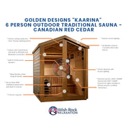 Golden Designs "Kaarina" 6 Person Outdoor Traditional Sauna - Canadian Red Cedar image 5