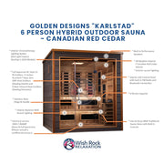 Golden Designs "Karlstad" 6 Person Hybrid Outdoor Sauna - Canadian Red Cedar image 5