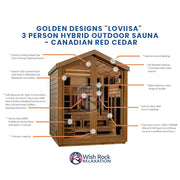 Golden Designs "Loviisa" 3 Person Hybrid Outdoor Sauna - Canadian Red Cedar image 5