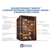 Golden Designs "Narvik" 2 Person Outdoor Traditional Sauna - Canadian Red Cedar image 5