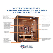 Golden Designs Visby 3 Person Hybrid Outdoor Sauna - Canadian Red Cedar image 5